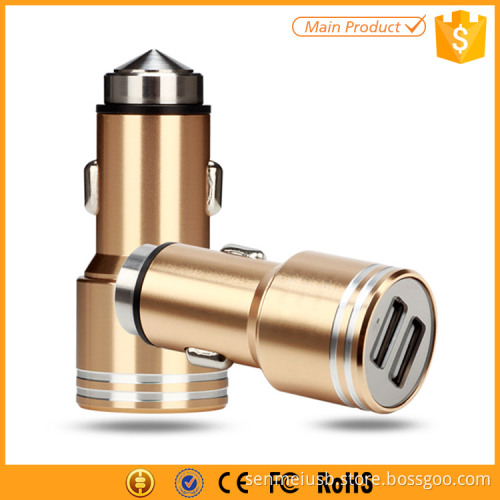 Universal Metal Car USB Charger 2 port Quick Charger 2.0 Car Charger 2.4A